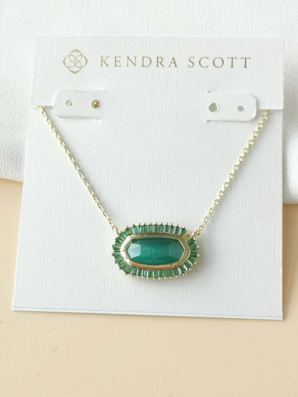 NEW Kendra Scott Baguette Elisa Gold Green Mix Necklace